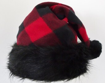 black and red christmas hat