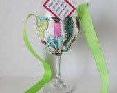 Wine Glass Holder Necklace - Succulent Fabric Glass Holder - Wine Drinkers Gift - Hands Free Wine Cozy - Wine Party Favor - Wine Tasting
