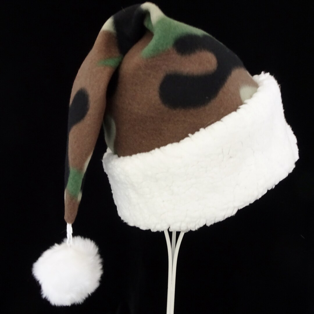 Military Camo Santa Hat, Novelty Fleece Santa Hat, Military Christmas ...