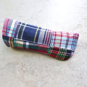 Madras Sunglasses Case, Eyeglass Case, Madras Plaid Patchwork Fabric, Preppy, Gift for Him, Case for Glasses, Eye Wear Pouch