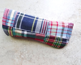 Kariertes Patchwork Brillenetui: Preppy Brillenetui