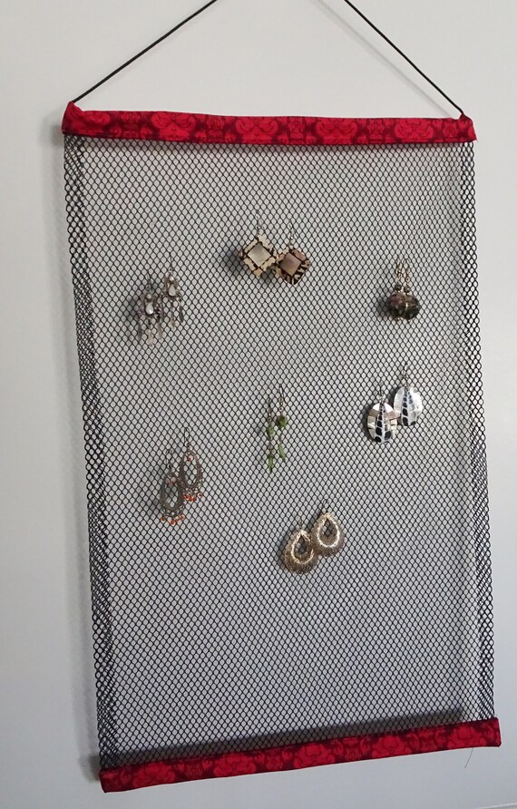 Earring Organizer Black Mesh Fabric Earring Holder Earring