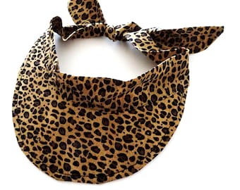 Visera de algodón con estampado de leopardo: sombrero para el sol ajustable con lazo
