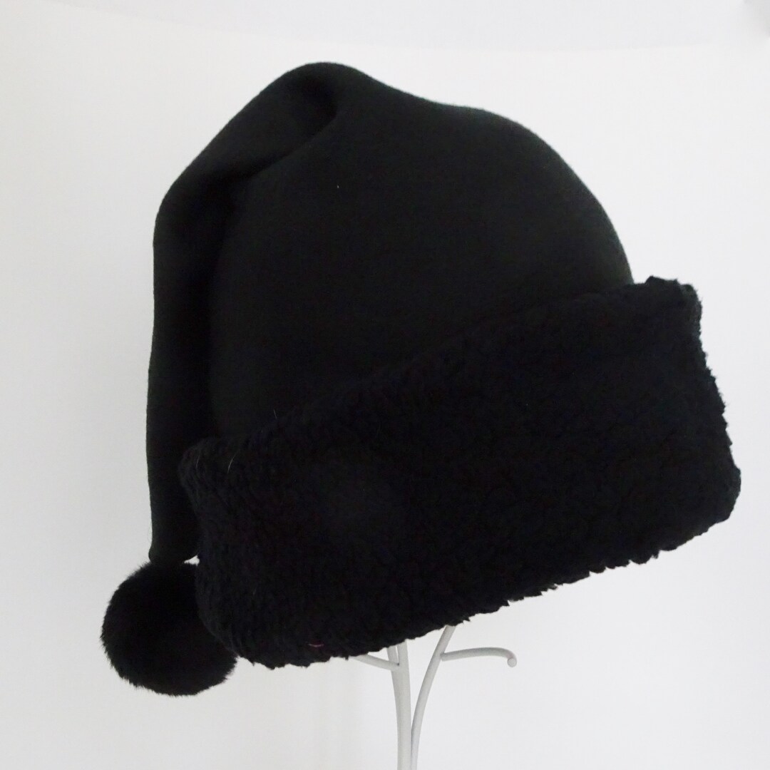 Black Santa Hat Black Fleece Santa Hat Christmas Party Bad Etsy
