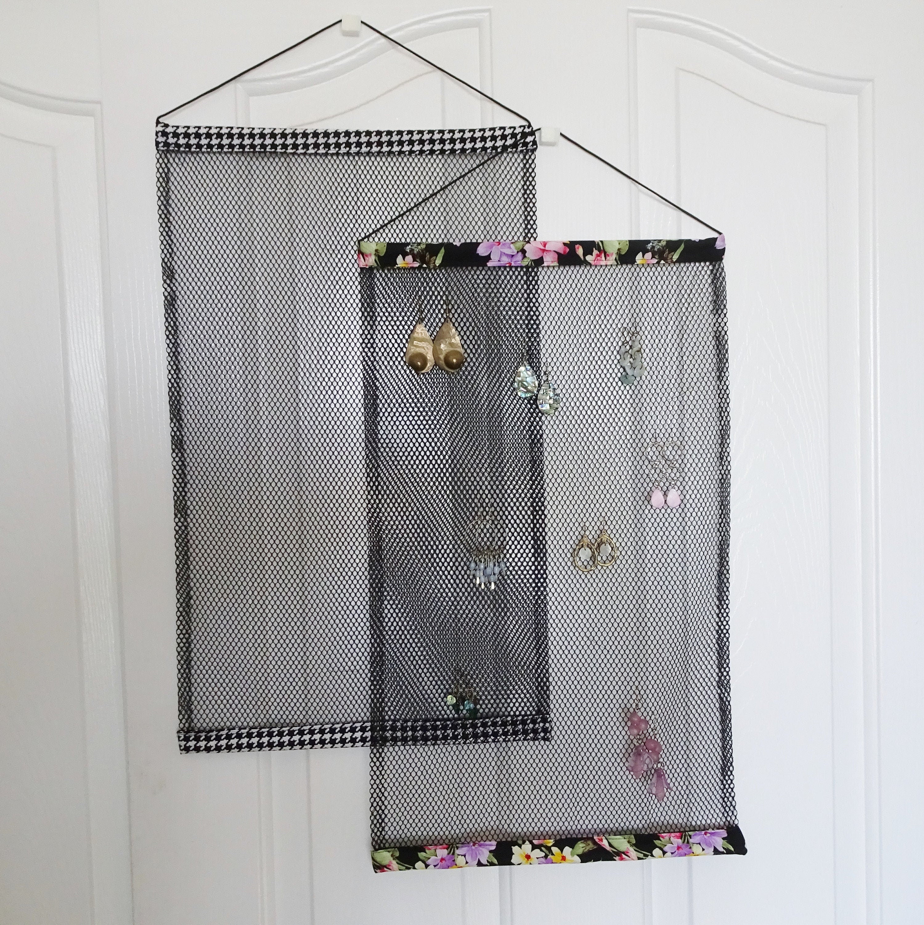 Earring Organizer Black Mesh Fabric Earring Holder Earring