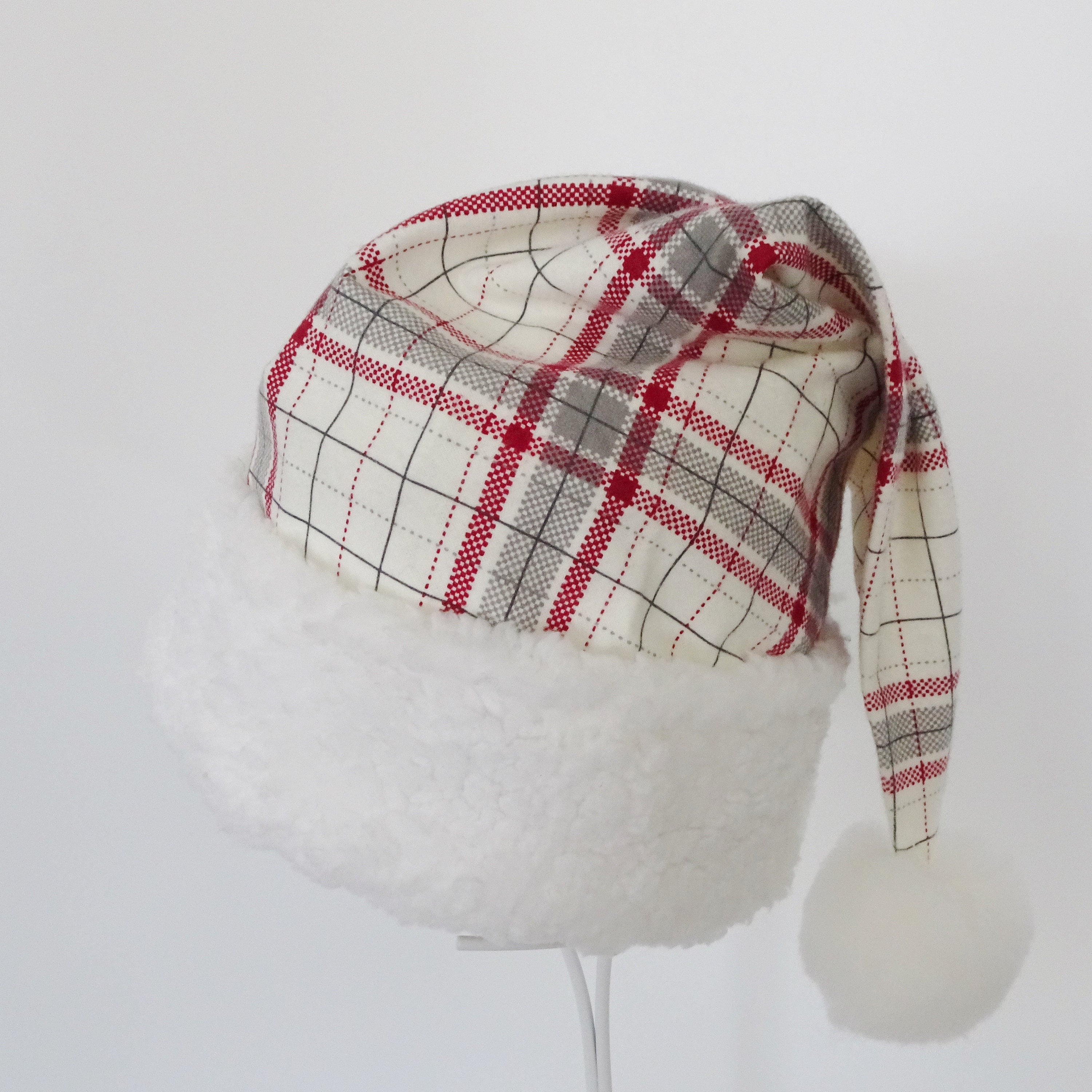 Bonnet De Noël Homme à Carreaux – Avec Franges, Réglable, Polyester, Pour Fêtes Et Hiver - 9