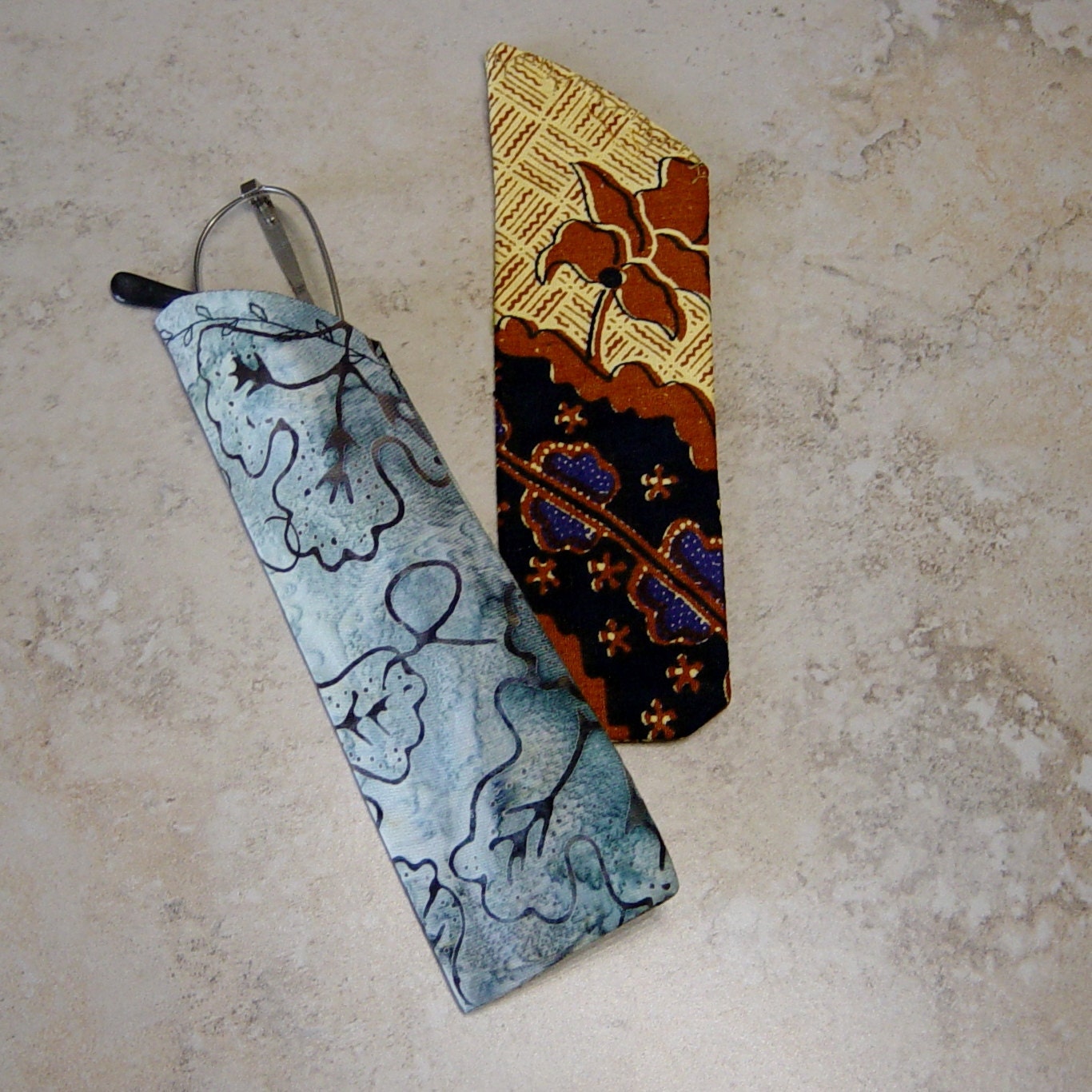 Reader Eyeglass Case Batik Blue Fabric Vintage India Block Etsy