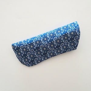 Blue Bandana Fabric Eyeglass Case, Sunglasses Case, Eyewear Case, Fabric Case for Sunglasses, Soft Case for Glasses, Country Western