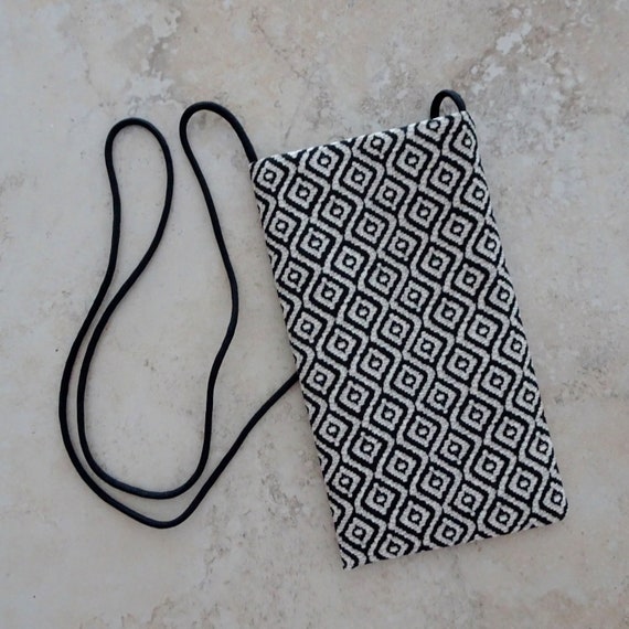 Cell Phone Pouch Black and White Fabric Strapped Bag Carry -  Canada