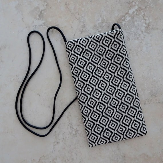 Cell Phone Pouch Black and White Fabric Strapped Bag Carry -  Canada