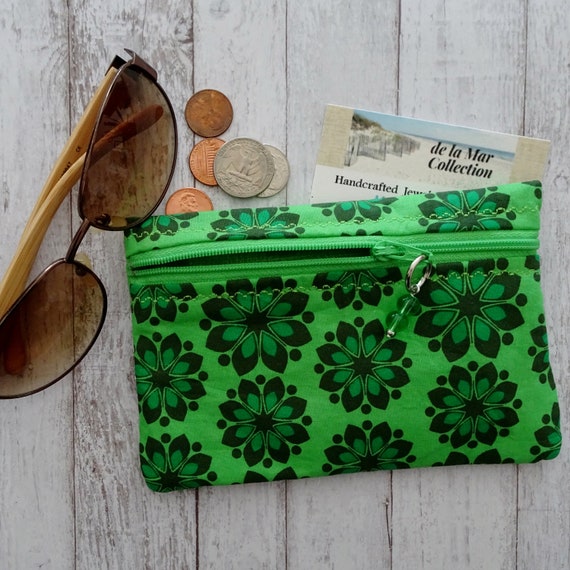 Green Coin Purse Zippered Pouch Green Fabric Coin Case Small Purse Small Green Bag Essentials Purse Etsy Ireland