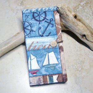 Tarjetero para tarjetas de crédito - Organizador de tarjetas con inserto de diario - Tarjetero para tarjetas de visita - Tarjetero para tarjetas de fidelidad - Náutico - Playa - Tarjetero de tela