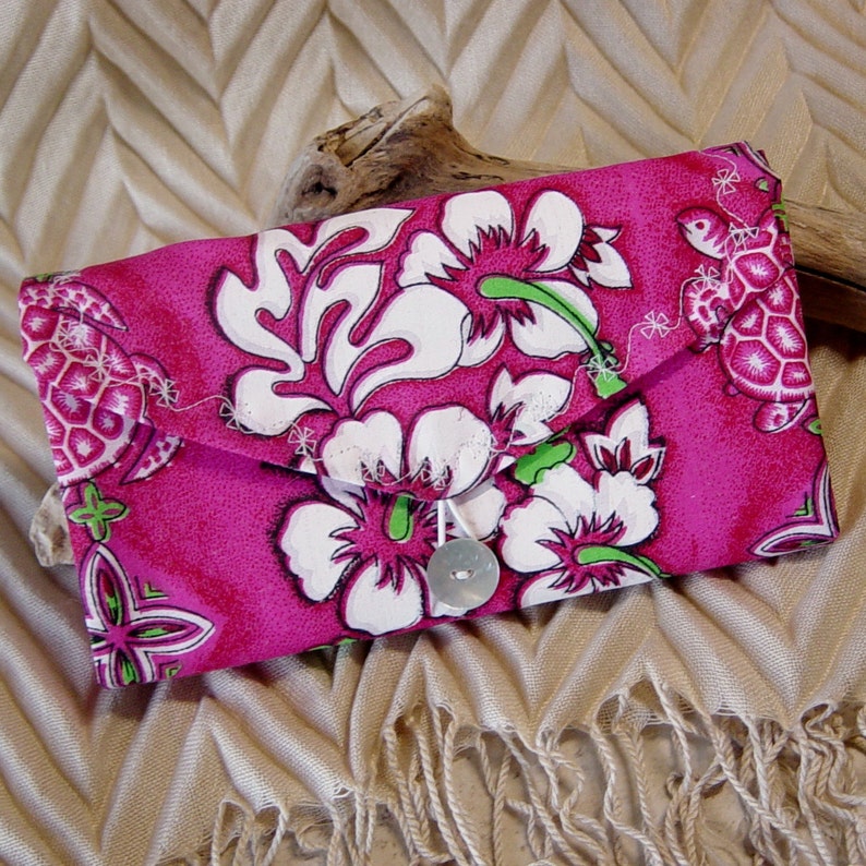 Clear Pocket Jewelry Storage Tropical Jewelry Case Travel Jewelry Organizer Beach Pink Hawaiian Fabric Travel Jewelry Storage Wallet