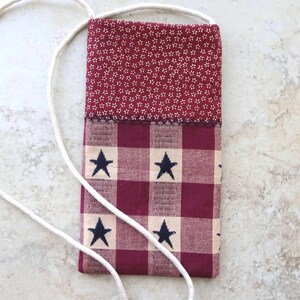 Pochette pour téléphone portable - sac à lunettes - sac en tissu Americana - country - étoiles - sacoche bohème - sac à main Just the Essentials - pochette à bandoulière