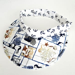 Nautical Fabric Visor: Adjustable Coastal Print Sun Hat