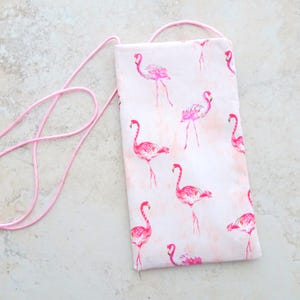 Flamingo Pouch Purse - Cell Phone Pouch - Strapped Small  Purse - Eyeglass Purse - Carry Essentials Purse - Crossbody Pouch