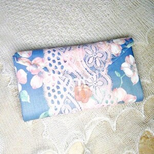 Organizador de joyas de viaje - Cartera de tela de cornejo azul - Estuche transparente de bolsillo - Estilo rústico - Regalo para mamá