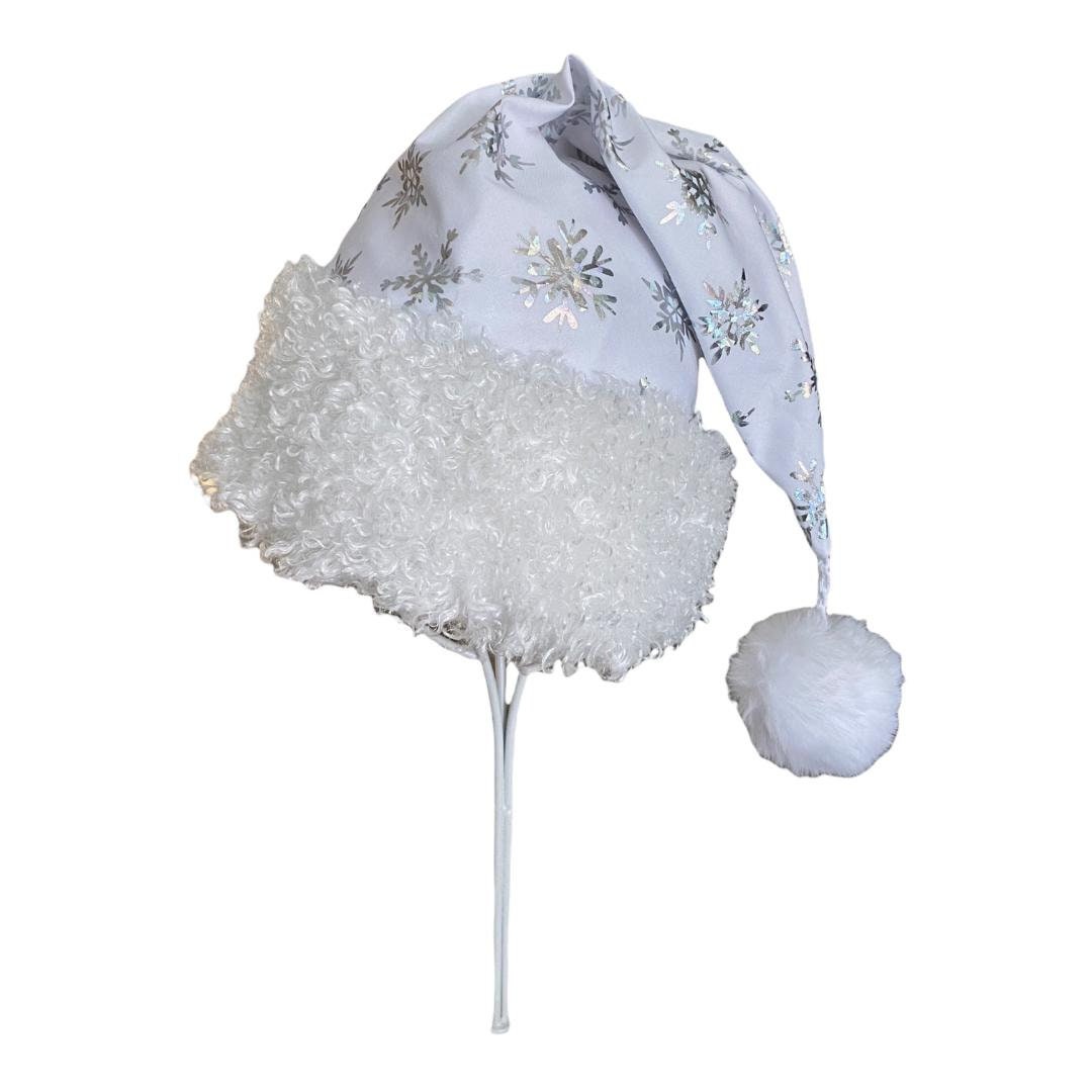 White and silver clearance santa hat