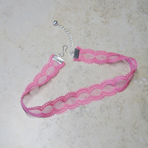 Pink lace choker necklace deals