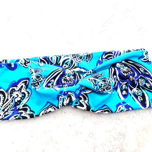 Turban Headband, Hairband, Turquoise Stretch Fabric Hairband, Yoga Hairband, Adult Hairband, Twist Wide Hairband, Hipster, Boho