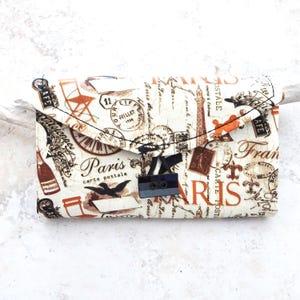 Organizador de joyas de viaje, cartera transparente con bolsillo, bolso de tela con motivos históricos de París, bolsillos de viaje para guardar joyas