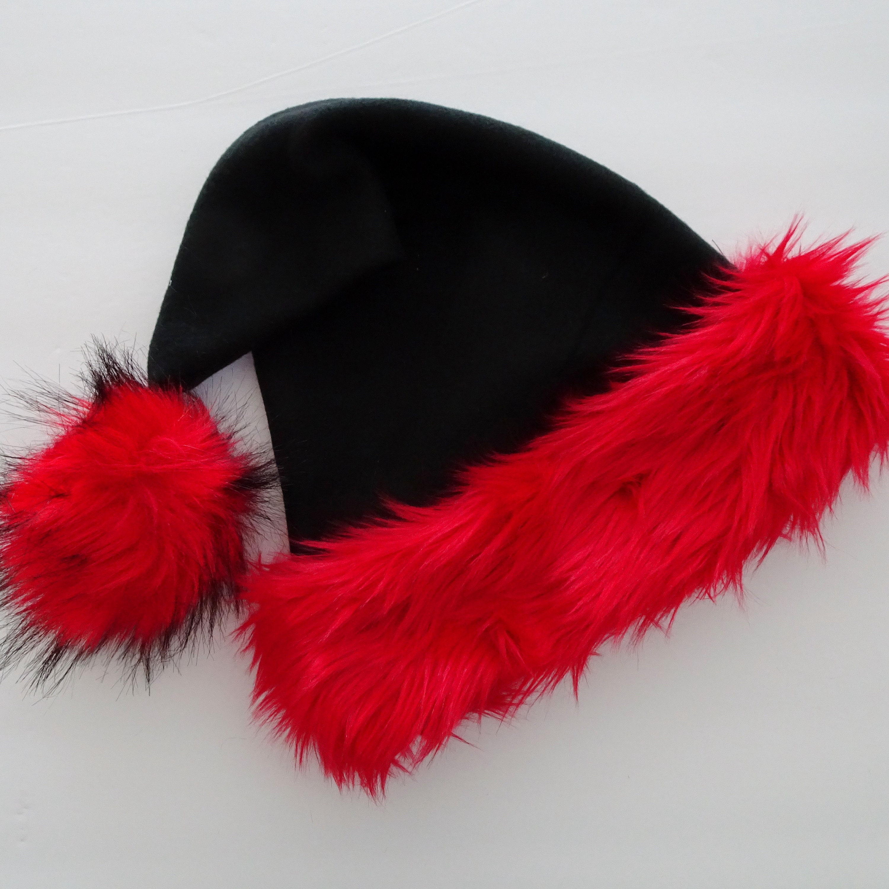 Black Santa Hat with Red Fur Trim Novelty Santa Claus Hat  Etsy
