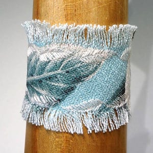 Aqua Blue Bark Cloth Fabric Bracelet,Tropical Cuff Bracelet, Beach, Boho, Summer Bracelet, Butterfly, Gift for Her, Frayed Bark Cloth