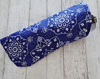 Blue Bandana Fabric Eyeglass Case, Sunglasses Case, Eyewear Case, Fabric Case for Sunglasses, Soft Case for Glasses, Country Western