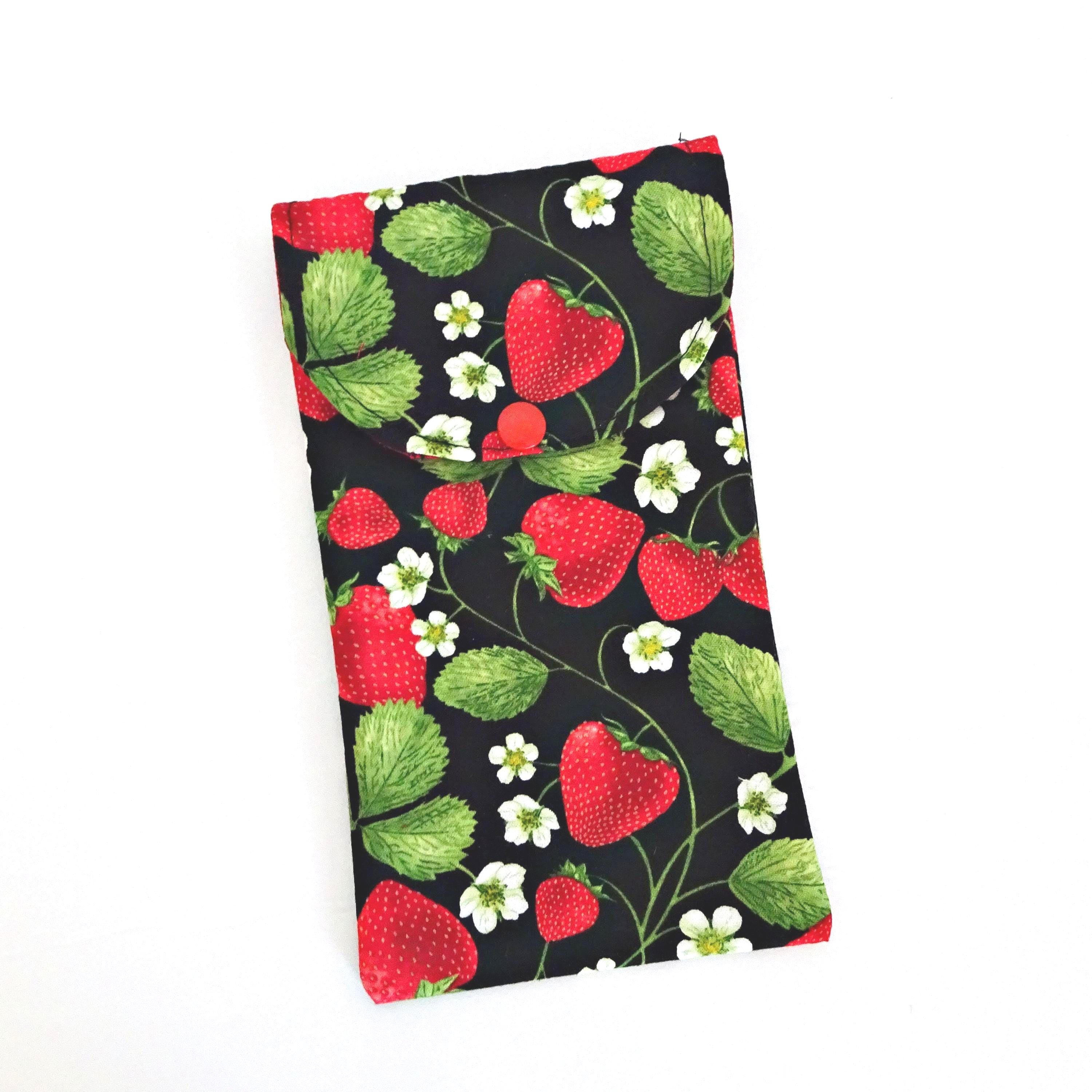 Custodia per cellulare in tessuto a forma di fragola con chiusura a scatto, custodia organizer per borsa a mano