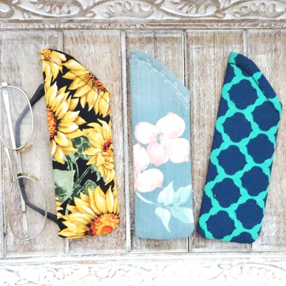 Floral Fabric Reader Glasses Case, Soft Cotton Sleeve