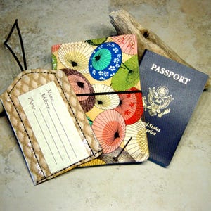 Carteira de viagem para passaporte, etiqueta de identificação de bagagem, conjunto de presente de viagem, tecido para guarda-sol, presente para viajante, asiático, presente para formando, identificação de viagem