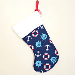 Nautical Christmas Stocking, Christmas by the Sea, Novelty Christmas Stocking, Yacht Stocking, Coastal Christmas, Anchors