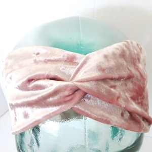 Turban Headband, Hairband, Blush Rose Velvet Fabric Hairband, Yoga Hairband, Adult Ladies Teens Hairband, Twist Wide Hairband, Blush Rose
