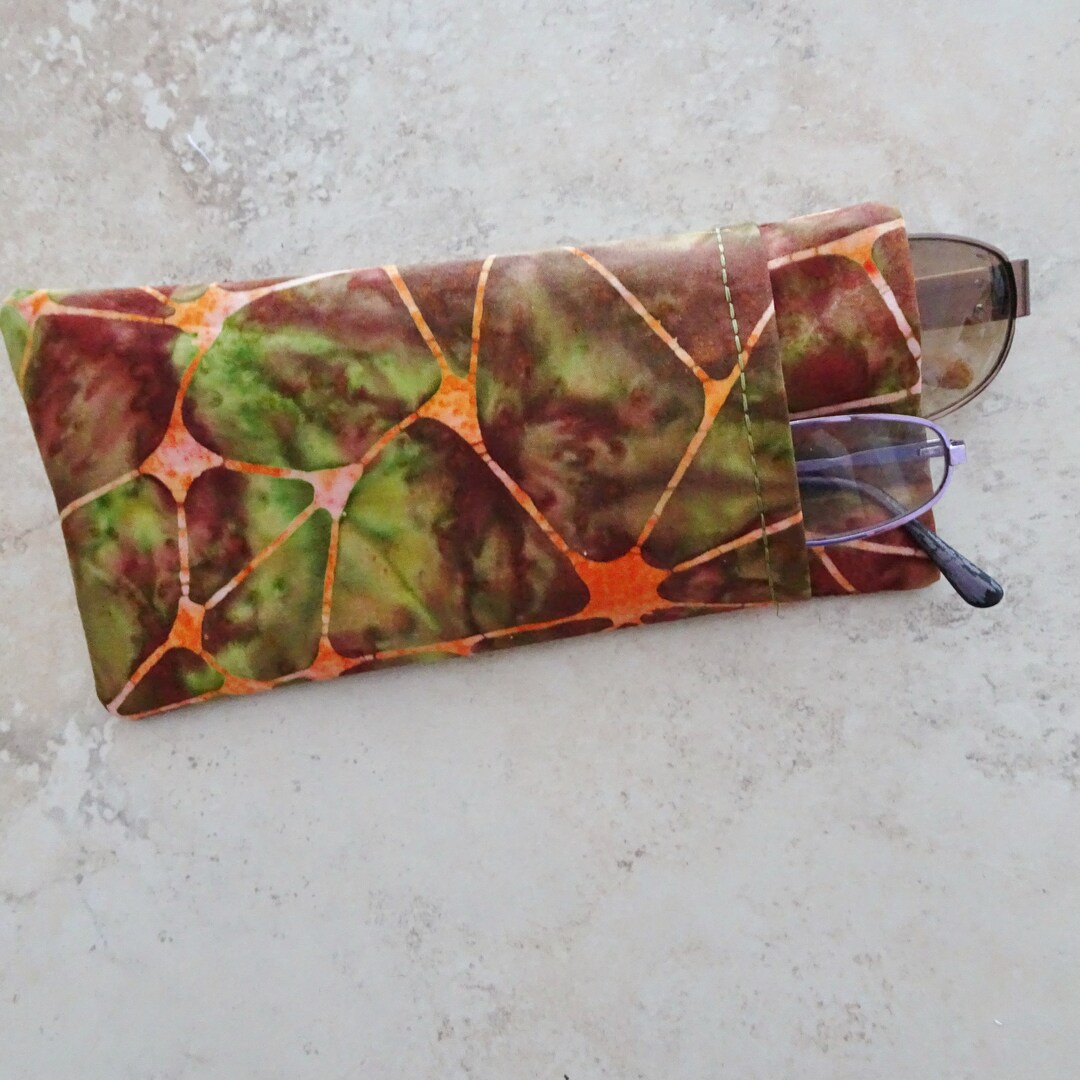 Batik Fabric Double Pocket Eyeglass Case, Sunglasses Reader Glass Case ...