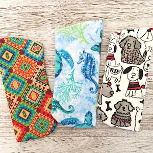 Étui à lunettes, étui à lunettes de soleil, étui en tissu pour lunettes, tissu du Sud-Ouest, hippocampe côtier et tortue de mer, étui à lunettes pour amoureux des chiens