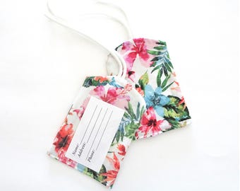 Tropische Blumen Stoff Gepäck Gepäckanhänger - Set mit 2