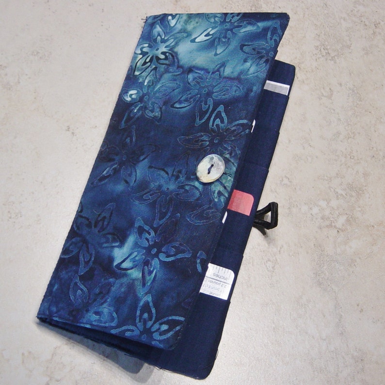 Business Card Case Journal Insert Card File Organizer Credit Card Wallet Tropical Indigo Blue Batik Fabric Wallet Boho