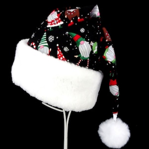 Gnome Christmas Santa Hat, Adult Santa Claus Hat, Gnomes, Adult or teen Size Novelty Santa Party Hat