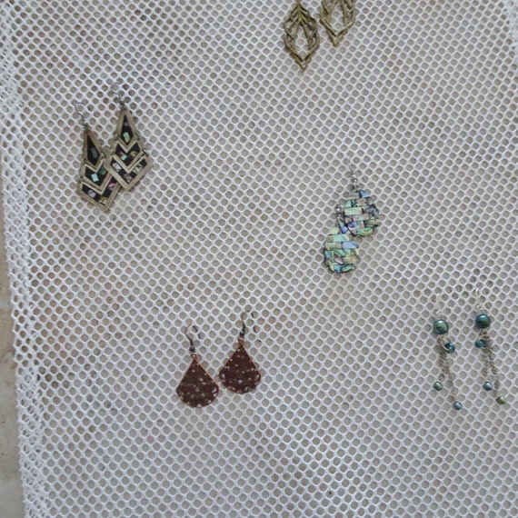 Earring Organizer White Mesh Fabric Earring Holder Earring
