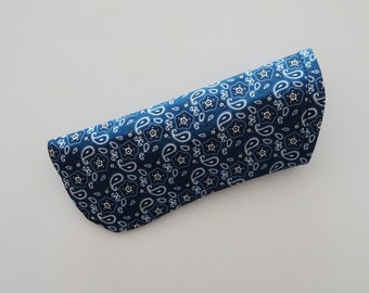 Blue Bandana Fabric Eyeglass Case, Sunglasses Case, Eyewear Case, Fabric Case for Sunglasses, Soft Case for Glasses, Country Western