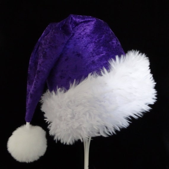 Purple and white santa hat clearance