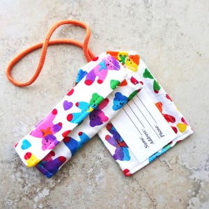Rainbow Bears Luggage Tag & Handle Wrap Set: Kid&#39;s Travel Gift