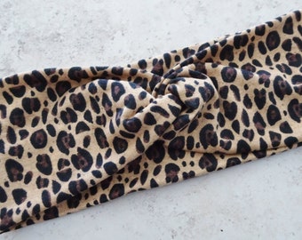 Turban Headband, Hairband,  Leopard Print Stretch Fabric Hairband, Yoga Hairband, Adult Hairband, Twist Wide Hairband, Hipster, Urban