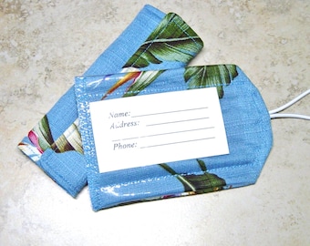 Ensemble d'étiquettes à bagage et de papiers d'emballage à fleurs tropicales : cadeau de voyage hawaïen en tissu d'écorce