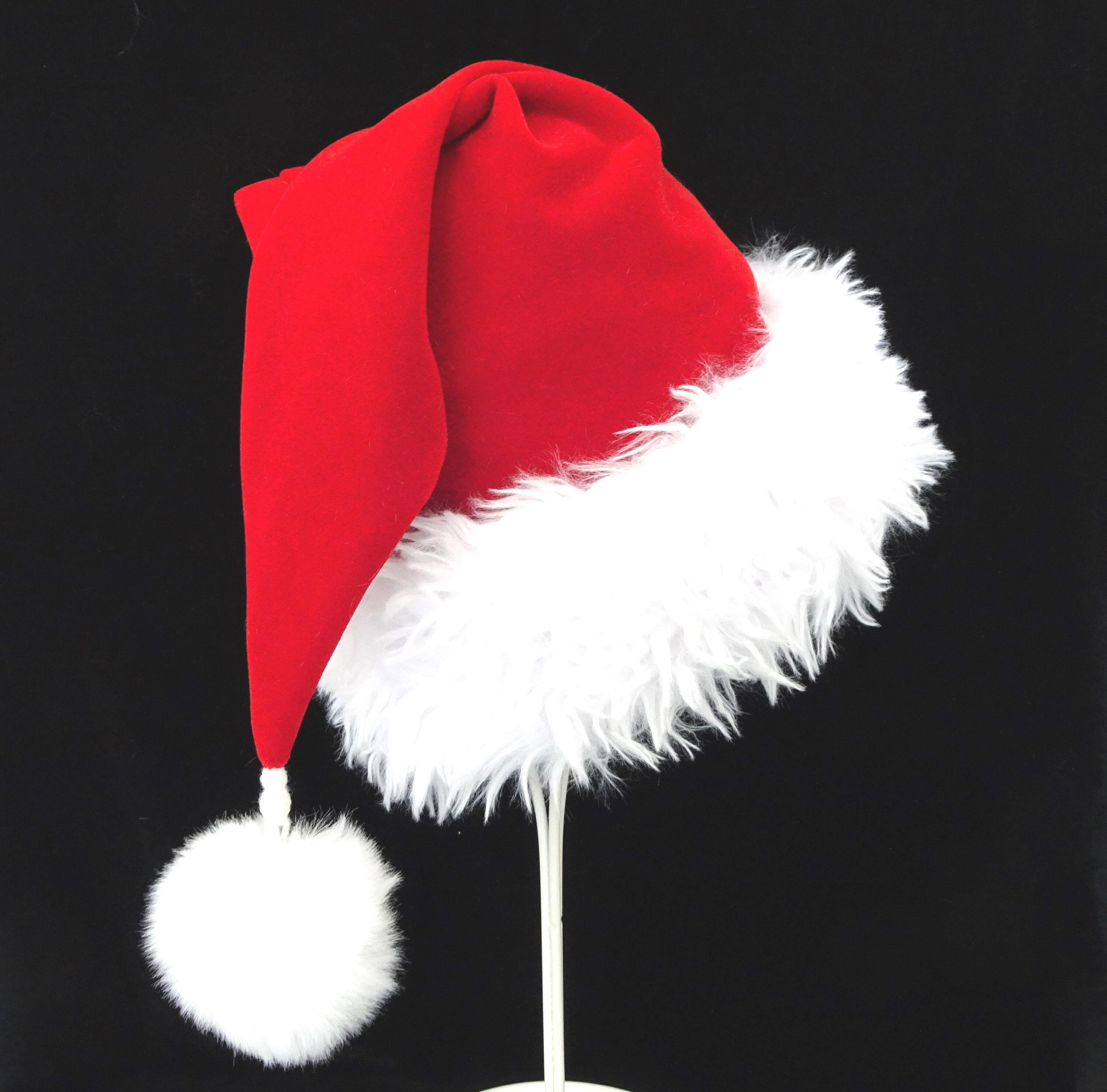 Cappello Di Babbo Natale Per Adulti - In Velluto Spesso Rosso E Bianco, Con Pon Pon, Per Feste E Foto
