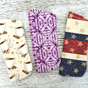 Étui à lunettes, étui à lunettes de soleil, étui en tissu pour lunettes, étui en tissu patriotique, cadeau café, violet ikat, étui souple pour lunettes