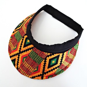 Rasta Fabric Sun Visor Hat, Adjustable Size Fabric Visor, Large Brim Visor, Beach, Summer Vacation Visor