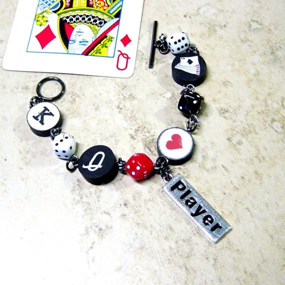 Casino Bracelet: Polymer Clay Dice Beads, Gambler's Gift - Etsy