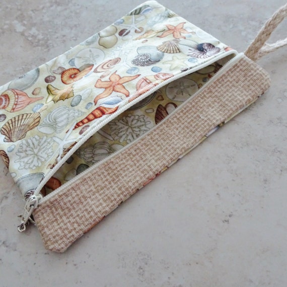 Bolso de mano pequeño con cremallera de tela de concha de mar, bolso de  mano pequeño, bolso esencial, bolsa de tela con cremallera -  España