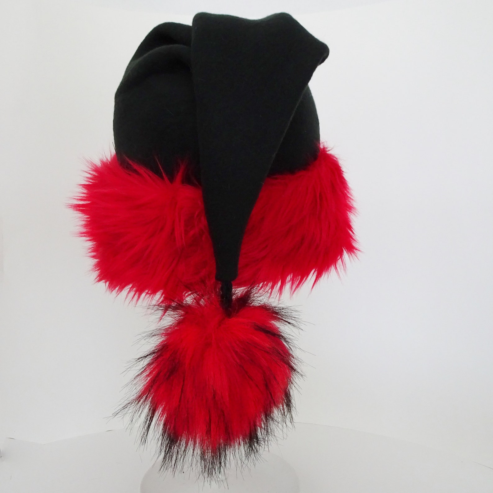 Black Santa Hat with Red Fur Trim Novelty Santa Claus Hat Etsy